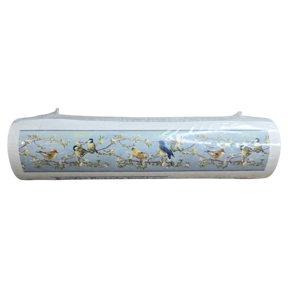 DISCONTINUED Wallpaper Border Louise Blue Songbird Portrait Birds on Floral